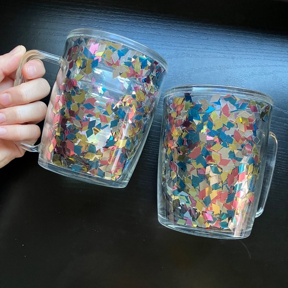 Vintage Tervis Tumbler RARE Glitter Confetti Set of 2 Double Wall Insulated Mugs - Picture 3 of 10